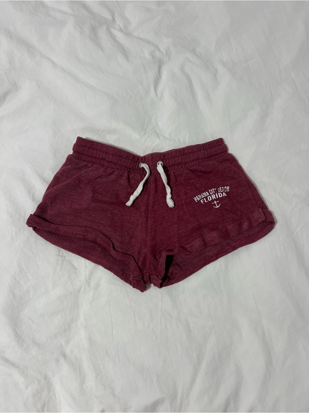 Maroon Drawstring Athletic Shorts